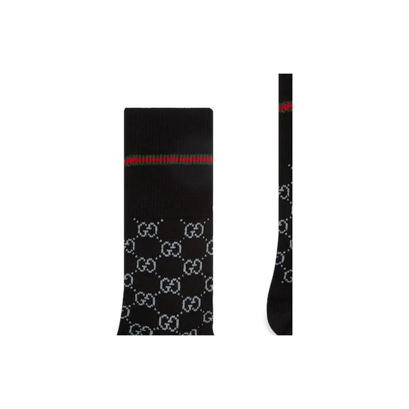 GUCCI FW23 Mid Calf Socks Unisex 1 Pack Black Gray-6