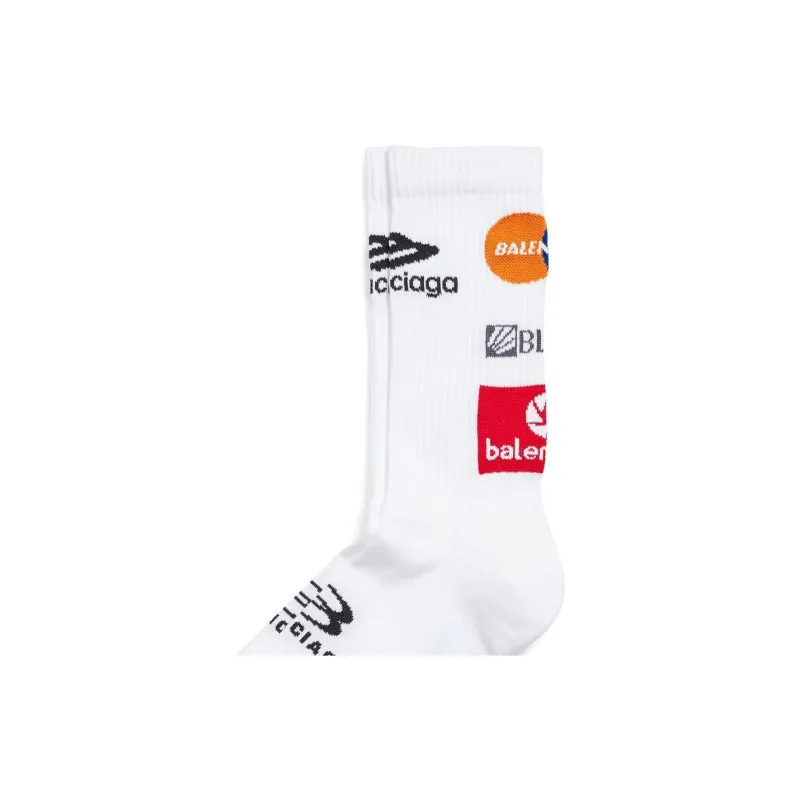 Balenciaga Knee-High Socks Regular Fit Men's 1 Pack White-4