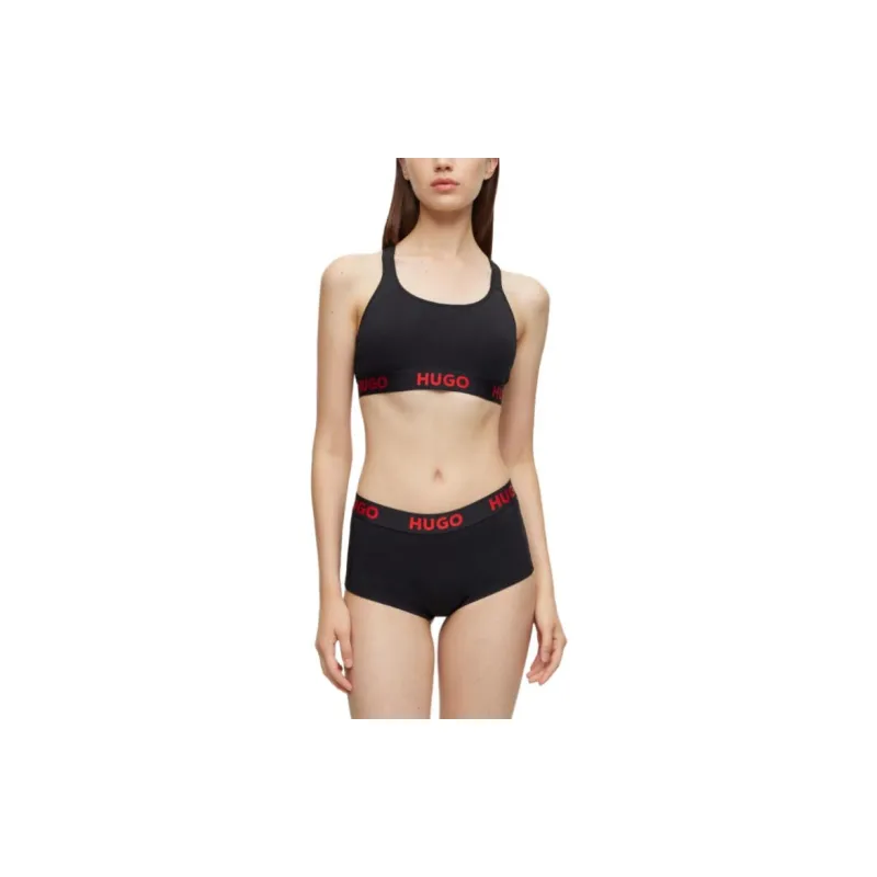 HUGO BOSS Sports Bra In Stretch Cotton With Repeat Logos Bra Women's Black-1
