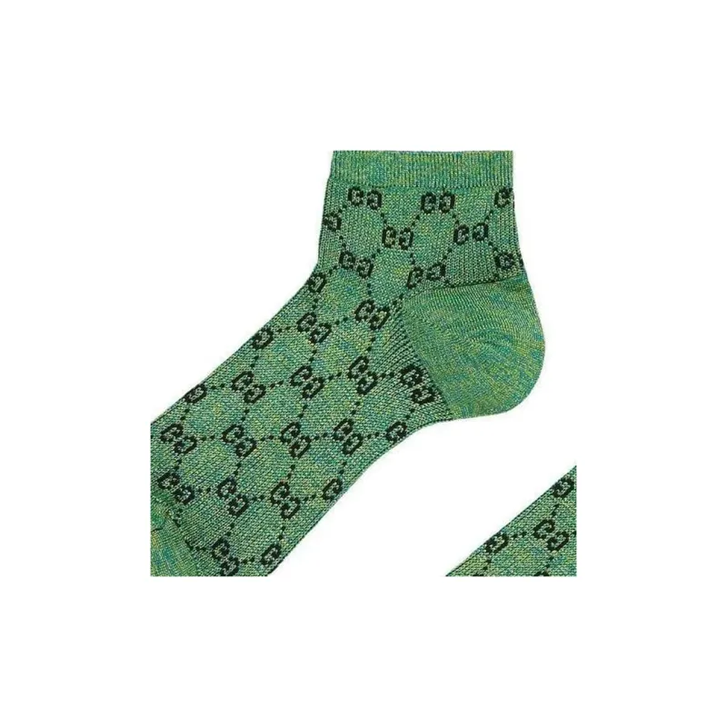 GUCCI Gg Monogram Ankle Socks Green-2