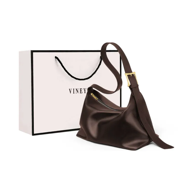 VINEY Cow Leather Shoulder Bag Crossbody Bag Tote Bag Shopping Bag Large Size Women's Coffee-0