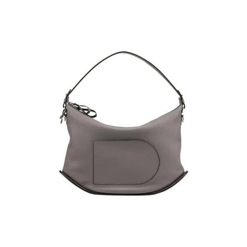 Delvau Pin Swing Soft Grain Calfskin Portable Crossbody Bag Shoulder Bag Extra Large Women's Stone Gray