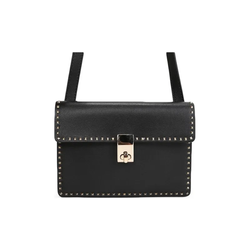 Valentino GARAVANI ROCKSTUD Cow Leather Crossbody Bag, Shoulder Bag Women's Black-0