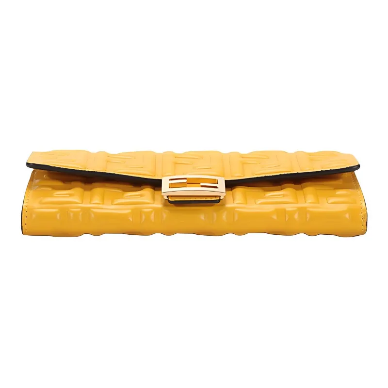 FENDI Baguette Nappa Leather Shoulder Bag Women's Yellow-4