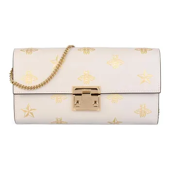 GUCCI Padlock Cow Leather Lock Wallet Handbag Shoulder Bag Clutch Shoulder Bag Women's White