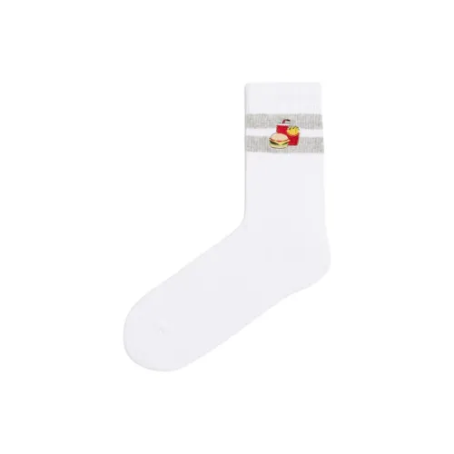 H&M Mid-Calf Socks Women's 1 Pack White Burger Bag
