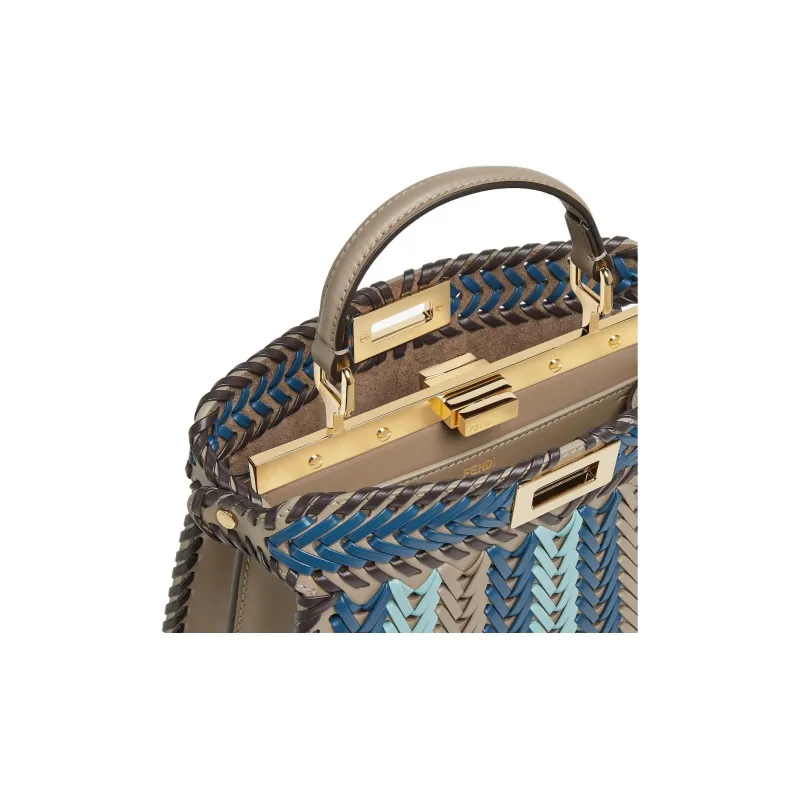 FENDI Peekaboo ISeeU Cow Leather Shoulder Bag, Crossbody Bag, Handbag Trumpets Women's Multicolor-4