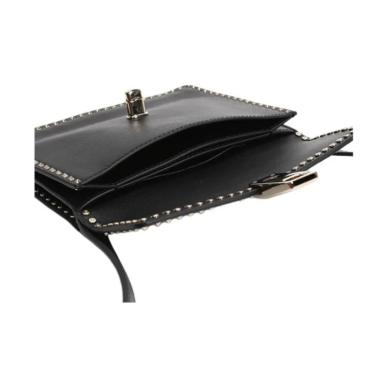 Valentino GARAVANI ROCKSTUD Cow Leather Crossbody Bag, Shoulder Bag Women's Black-7