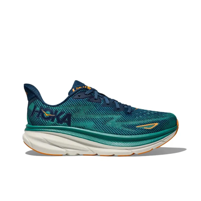HOKA ONE ONE Clifton 9 Durable Breathable Low-Top Running Shoes Men's Turquoise-1