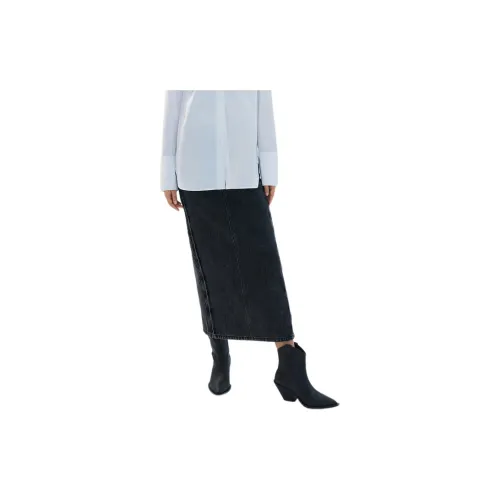 MO&CO Denim Long Skirts Women's Denim Black