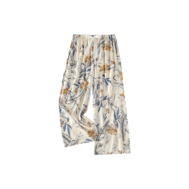 Flowers In Water Pajama Pants Women's Ecru Cottonwood-6