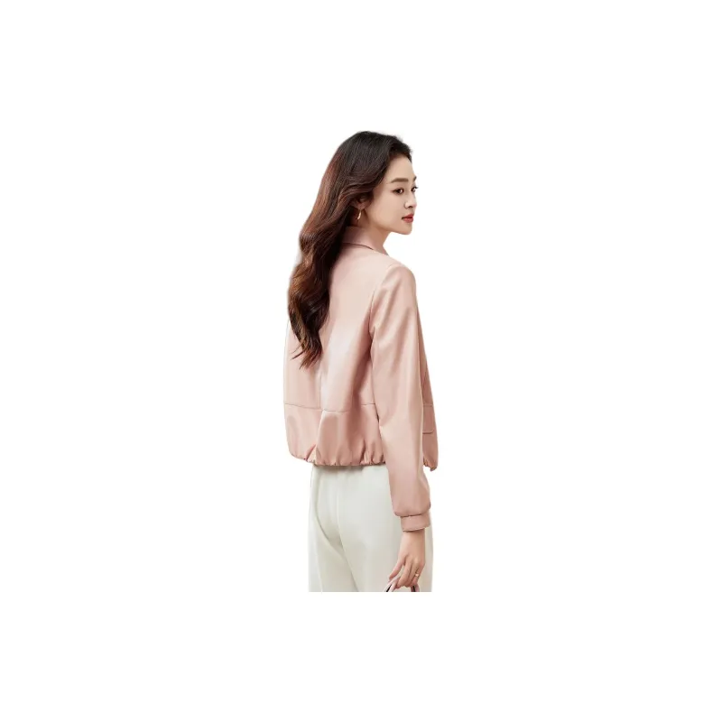 Fele.d Leather Jacket Women's Pink-1