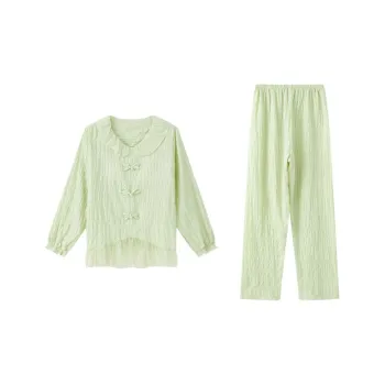 Sleep Students Dormitory Home Outerwear-Ready Pajama Set Women's Green