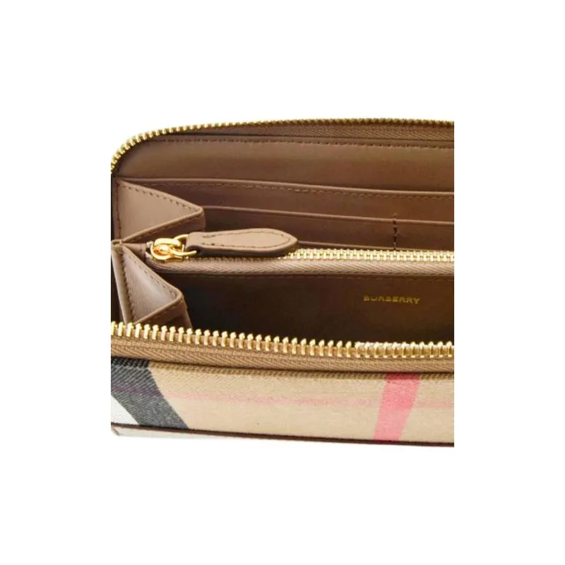 Burberry Cow Leather Wallet Women's Beige-2