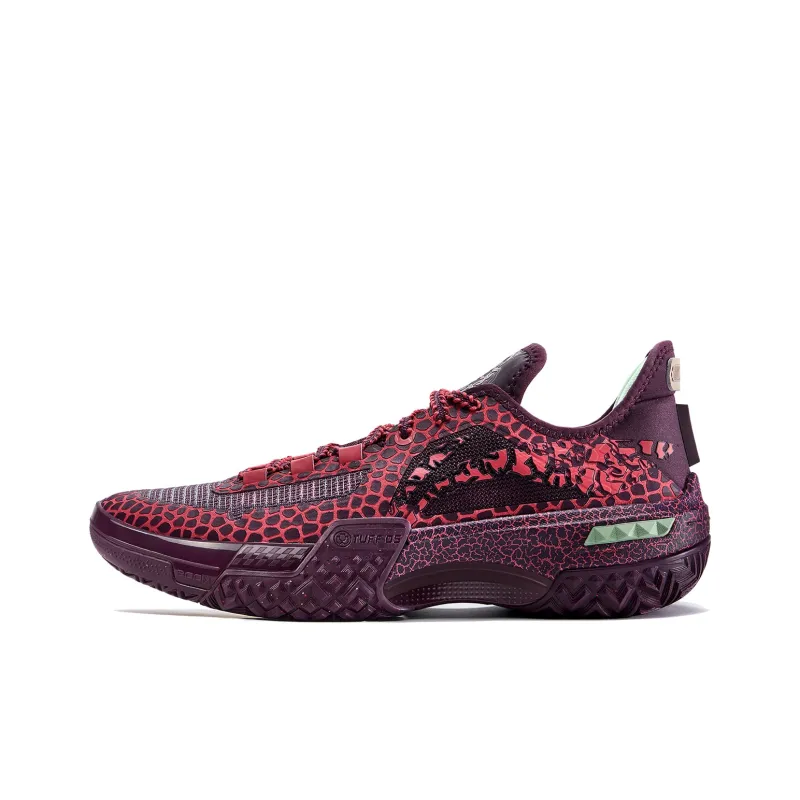 LiNing Jie Ao Cushioning Anti-Slip And Wear-Resistant Lightweight Rebound Low-Top Basketball Shoes Men's Fuchsia-0