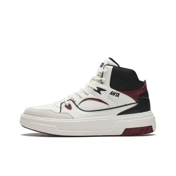 Anta Sponge Cake Anti Slip Wear Resistant High Top Skateboard Shoes Men's White Red Black
