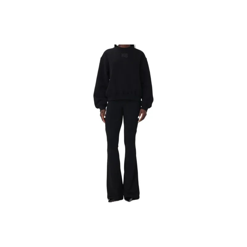 T By Alexander Wang Essential Terry Crew Puff Paint Logo Sweatshirt Black-1