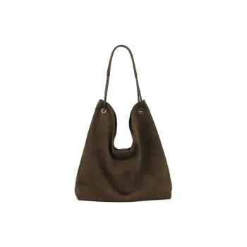 YOCAMU Matte Cowhide Leather Shoulder Bag Regular Unisex Wicker Pine Green