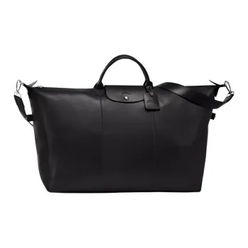 LONGCHAMP Le Foulonné Cow Leather Travel Bag Unisex Black