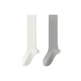 [Calf Socks 2 Pack]White+Light Gray