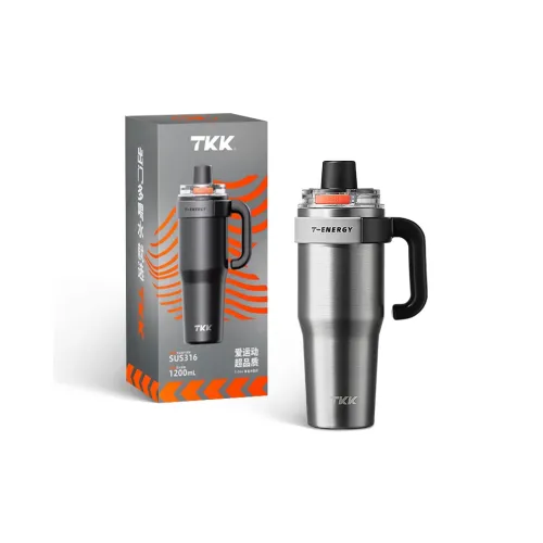 TKK High-Value Insulated Cup For Men-Ice-Boss Ceramic Liner Office And Home Large Capacity-Giant Straw Water Cup