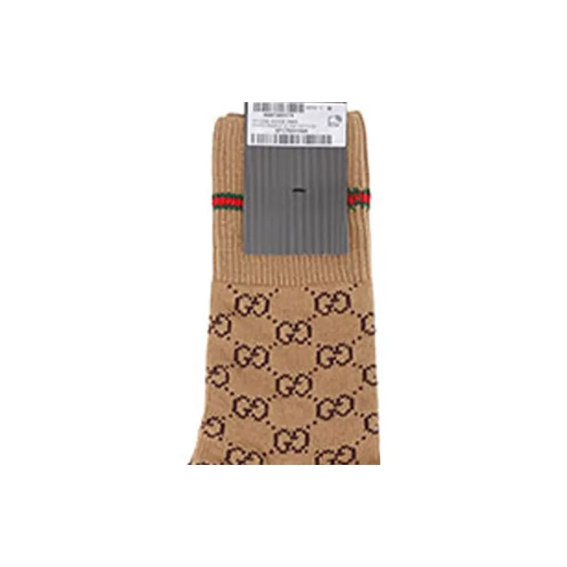 GUCCI Gg Web Socks 'Camel/Dark Green'-5