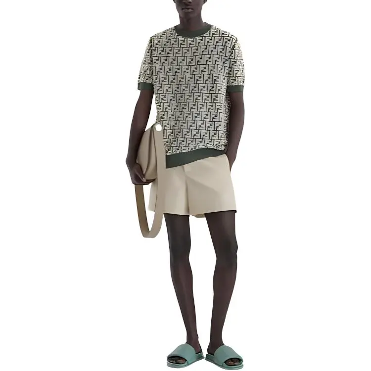 FENDI Ff Motif Fringed Effect Short Sleeved Jumper-2