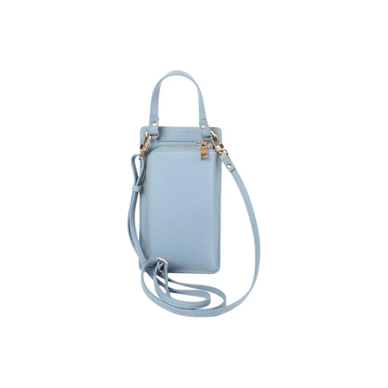 AMERICAN TOURISTER Polyurethane Cell Phone Pouch, Crossbody Bag Mini Women's Gray Blue-4