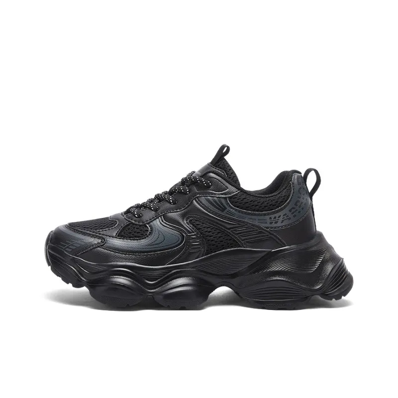 WARRIOR Chunky Sneakers Unisex Low Top Black-0