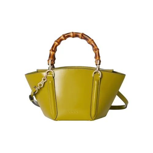 GUCCI Shiny Leather Tote Bag, Shopping Bag, Shoulder Bag, Crossbody Bag, Handbag Mini Women's Pistachio Green