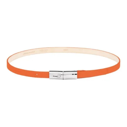 LONGCHAMP Cow Leather Leather Belts Women's Orange Width: 2CM