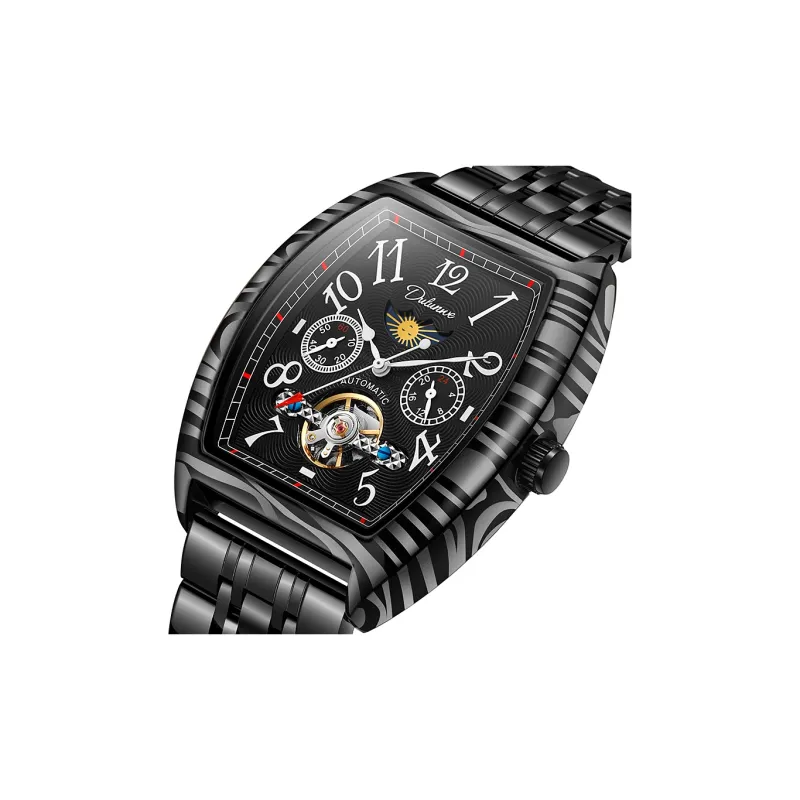 Dulunwe Automatic Mechanical Movement Steel Strap Watch Men's Watches White Dial-3
