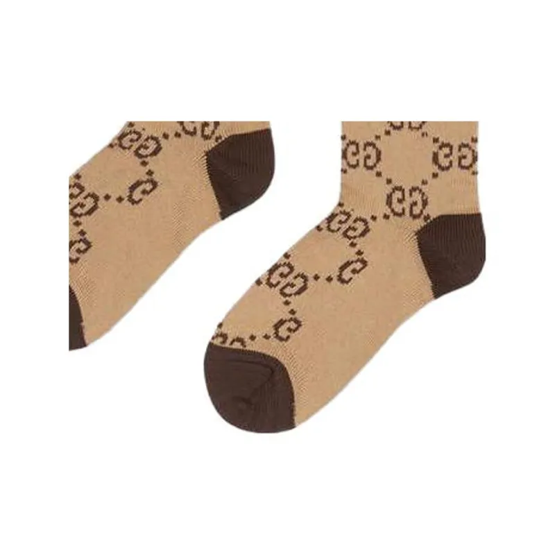 GUCCI SS23 Knee-High Socks Men's 1 Pack Brown-4