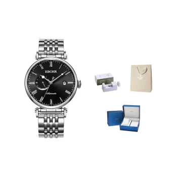 EBOHR Master Collection Mechanical Movement Stainless Steel Strap Watch Men's Watches Black Dial