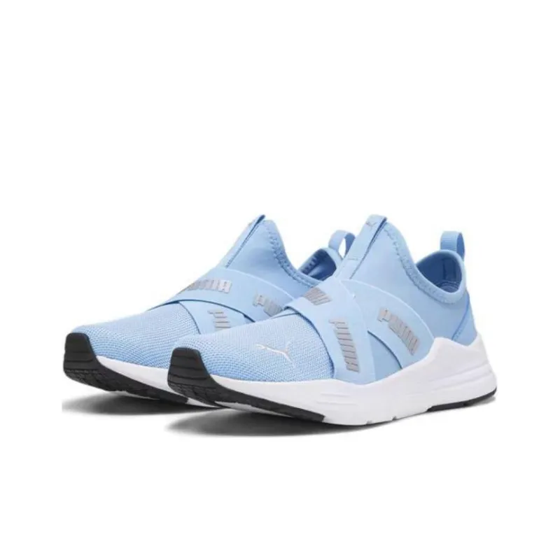 PUMA RUN SLIP ON Cushioning, Wear Resistant Low Top Kids Lifestyle Shoes Blue Teenagers-2