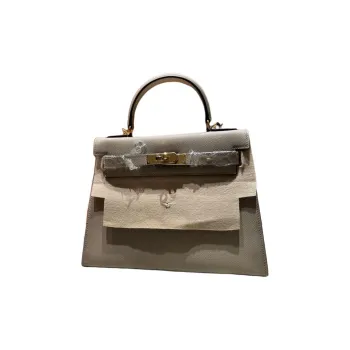 HERMES Kelly Epsom Leather Kelly Bag One Shoulder Handbags Women's 81 Gris Tourterelle Dove Gray