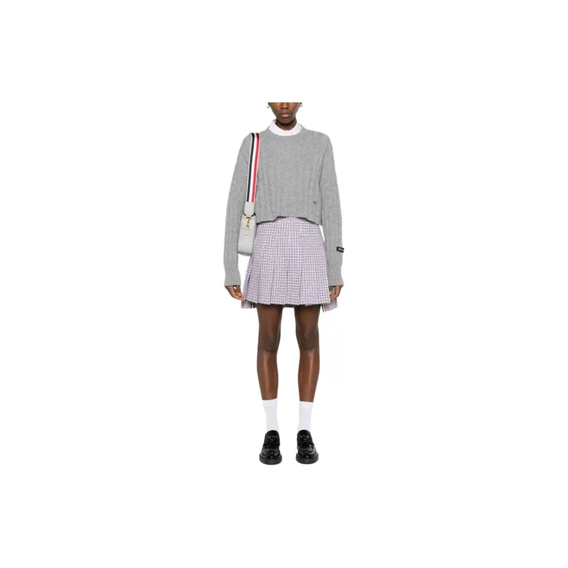 THOM BROWNE Check pattern Pleated Miniskirt-2