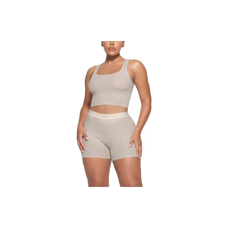 SKIMS COTTON RIB BOXER Boxer Shorts Women's STONE/Stone Color-1