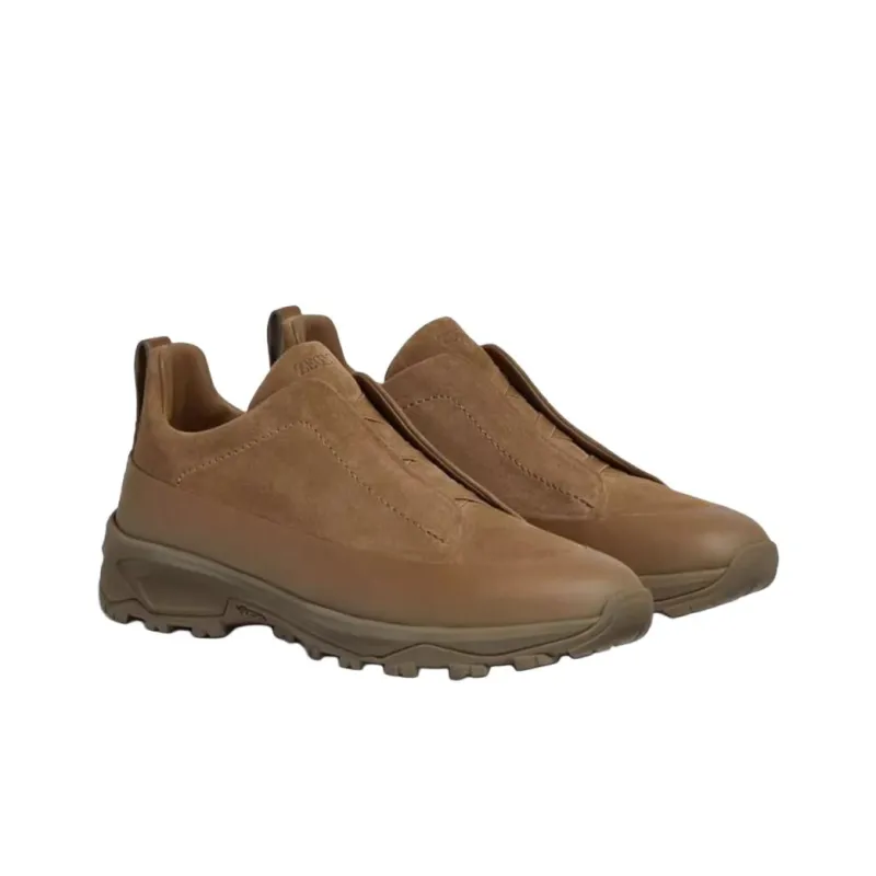 Zegna Triple Stitch Low Top Casual Shoes Men's Light Brown-2