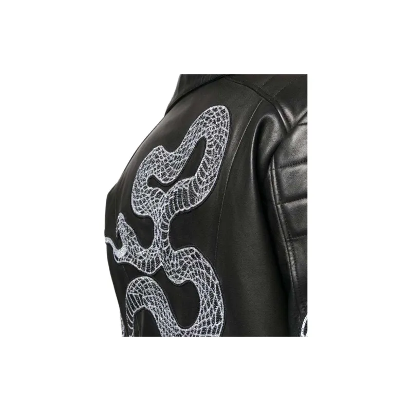 PHILIPP PLEIN Snake print Biker Jacket-6
