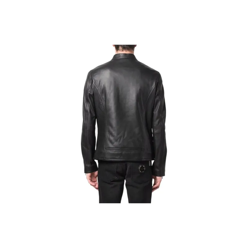 PHILIPP PLEIN Logo Zipped Biker Jacket-5