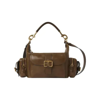 Chloe Natural Shiny Buffalo Leather Camera Bag Shoulder Bag Crossbody Bag Handbag Women's Dark Khaki
