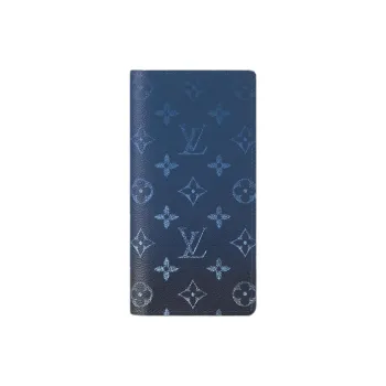 LOUIS VUITTON Brazza Monogram Gradient Coated Canvas Wallet Men's Blue & Black