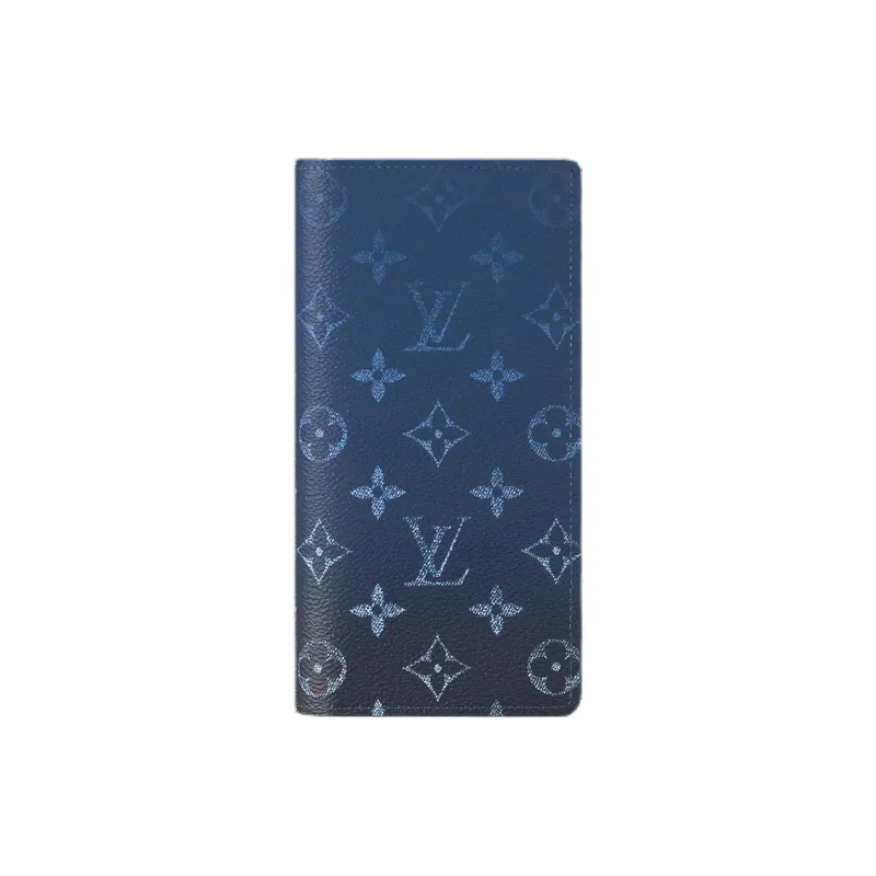 LOUIS VUITTON Brazza Monogram Gradient Coated Canvas Wallet Men's Blue & Black-0