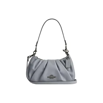 COACH Teri Smooth Leather Crossbody Handbag Shoulder Bag Medium Size Women's Gray Blue