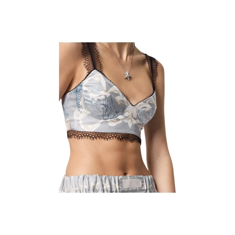 VERSACE Barocco Sea Printed V-Neck Bralette Top-4