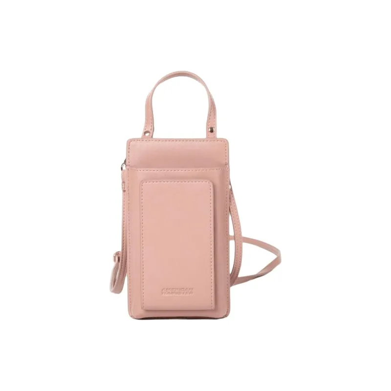 AMERICAN TOURISTER Polyurethane Cell Phone Pouch, Crossbody Bag Mini Women's Gray Pink-0