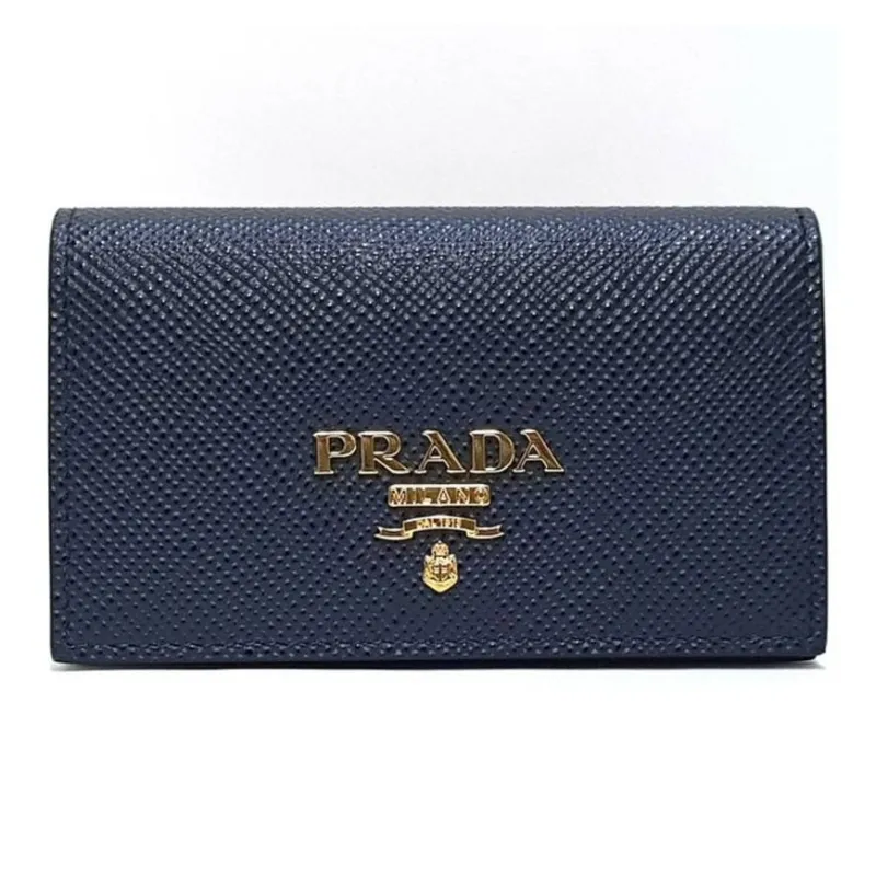 PRADA Calfskin Wallet Women's Blue-1