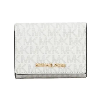 MICHAEL KORS Jet Set Travel Coated Canvas Wallet Medium Size Women's Glossy White