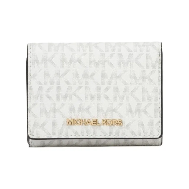 MICHAEL KORS Jet Set Travel Coated Canvas Wallet Medium Size Women's Glossy White-0